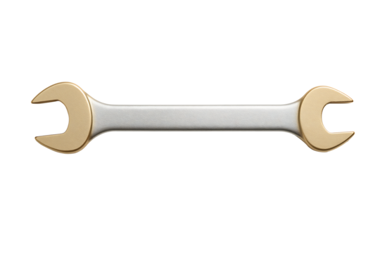 Steel Spanner with Two Open Jaws, Professional Mechanic Equipment, Clean Studio Shot