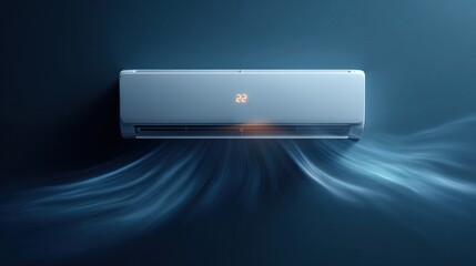 The apartment has air conditioning with blue fresh air waves.