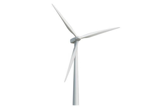 White Wind Generator Tower, Minimal Engineering Illustration for Sustainability and Climate Solutions