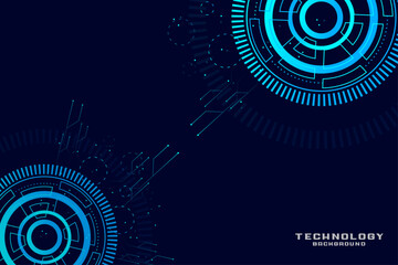 Technology background with abstract hud, Futuristic blue technology background digital circuit abstract design.