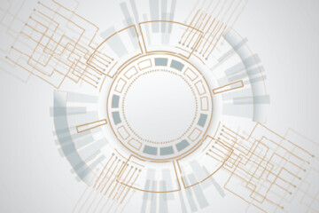 White Technology Background, Futuristic Circular Tech Interface Background.