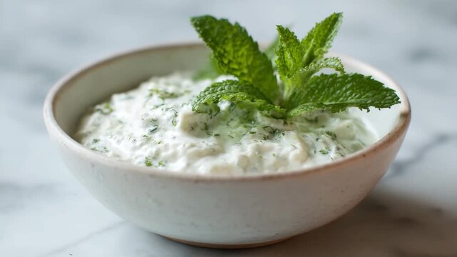 cottage cheese with mint, cottage cheese with chives, tzatziki sauce, greek sauce, healthy food, sauce