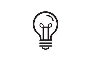Light Bulb Icon Vector Illustration – Simple Black Idea Symbol for Innovation and Creativity Concepts