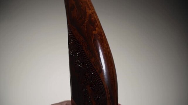 explore artistry meticulously carved wooden weapons made chonta wood ultra detailed 4K footage capturing texture design traditional craftsmanship these unique handmade cultural artifacts blend