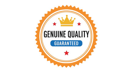 Vector illustration of genuine quality guaranteed seal with crown and stars