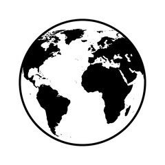 Black and White World Globe Earth Map Illustration