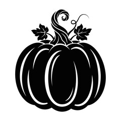 Black Pumpkin Silhouette — Halloween Decorative Design, Autumn Harvest Symbol, Elegant Vector Illustration