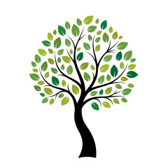 Obraz premium Green Leaf Tree Illustration with Nature and Eco Growth Symbol