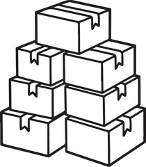 Obraz premium cardboard box Line Art Illustration, Coloring Book Page Line Art Drawing