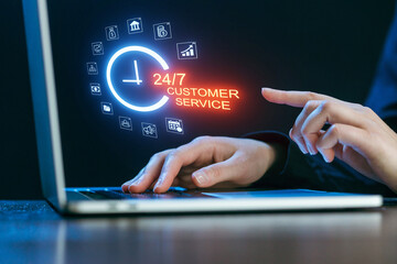 Naklejka premium Maintaining customer service excellence through technology at all hours of the day