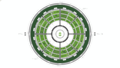 Detailed Circular Smart Farm Blueprint: Modern Urban Agriculture and Controlled Environment System Diagram