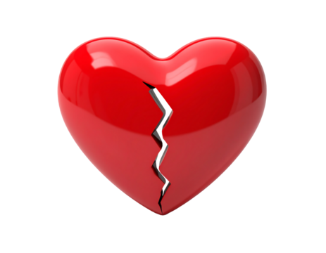 Shiny red 3D heart shape icon, a transparent illustration and romantic symbol of love and passion for Valentine's Day, isolated on a transparent background