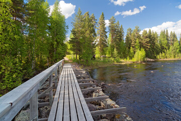 Beautiful wild river near Storuman in Lapland, northern Sweden