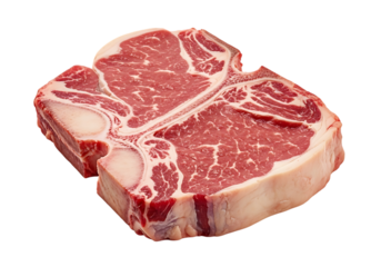 Fresh Raw T Bone Steak Isolated on Black Background Close Up