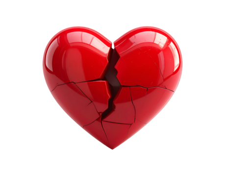 Shiny red heart shape vector illustration on a transparent background, perfect for love, romance, and Valentine's Day designs