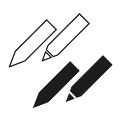 Four pencil icons. Writing drawing tools. Stationery supply Vector set. Black simple instrument.