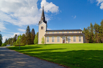 Old wooden church in Storuman, Lapland, northern Sweden