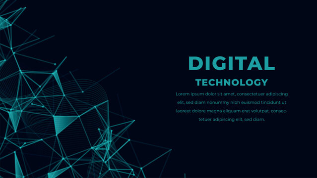 Digital technology network connection. Abstract technology background template. Big data analysis background. Data visualization internet technology