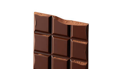 Fototapeta premium Irresistible Dark Chocolate: A close-up shot of a rich, dark chocolate bar with a bite taken out, showcasing the smooth texture and intense flavor, inviting the viewer to indulge.