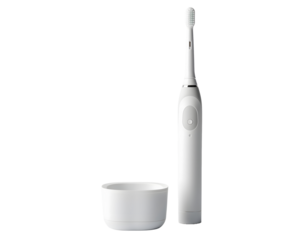 White Electric Toothbrush with Charging Base, Isolated