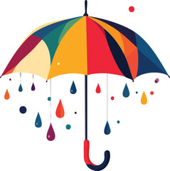 Umbrella Showering Colorful Geometric Shapes in Abstract Artistic Style