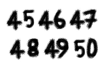 Numbers forty five to fifty isolated on transparent background