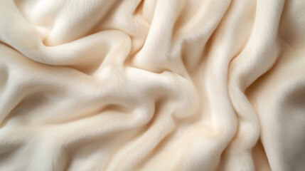 Fototapeta premium Soft beige fabric with smooth folds and delicate texture in gentle light. 