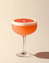 Cocktail drink in light beige aesthetic plain background