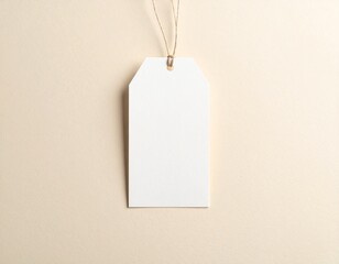 Blank gift tag mockup in a plain beige background