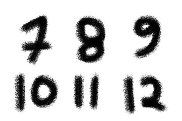 Numbers from seven to twelve isolated on transparent background