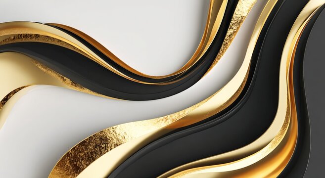 a black and gold logo with an abstract design, set against a white background