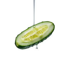 Fresh slice cucumber water flying on a white background (3).png