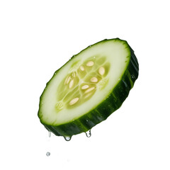 Fresh slice cucumber water flying on a white background (6).png