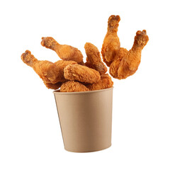  Fried chicken flying on paper bucket isolated on white background (3).png