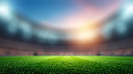 lights at night and stadium. Soccer or football background with copy space