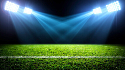 lights at night and stadium. Soccer or football background with copy space