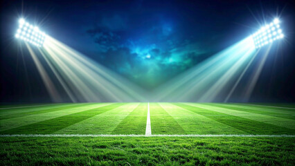lights at night and stadium. Soccer or football background with copy space