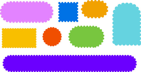 Colorful vector labels, stickers, badges, frames and sale tags set for web design and illustration.