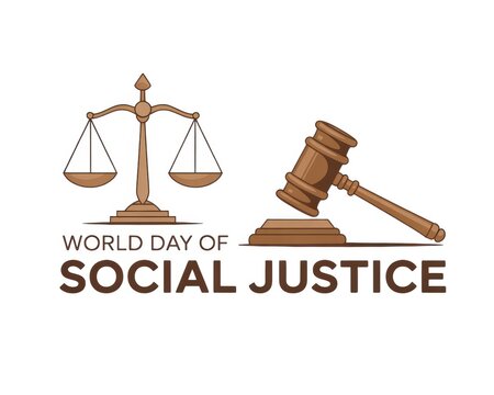 Illustration of scales of justice and gavel for world day of social justice celebration - Powered by Adobe