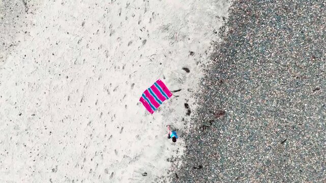 Aerial nature top down of falsa blanket on beach summer day in southern San Diego California CA