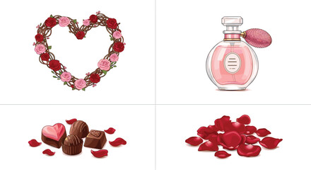 Valentines Day Symbols of Love and Romance, Generative AI.