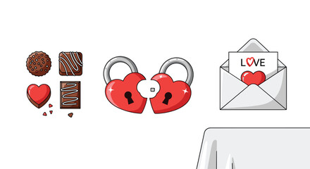 Valentines Day Symbols of Love and Sweetness, Generative AI.