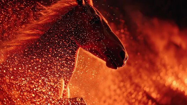Video of running red fire horse, Chinese New Year symbol