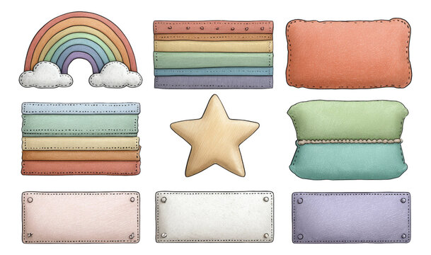 Colorful Decorative Shapes and Frames Collection with Rainbow and Star Elements