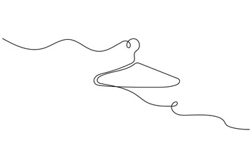 Clothes hanger continuous line illustration minimal outline concept