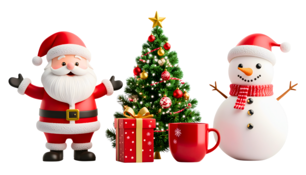 PNG Festive holiday icons collection, element set on transparent background - Powered by Adobe