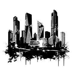 Fototapeta premium Graphic Silhouette of a Modern Metropolis