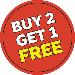 Buy 2 get 1 free sale promotion circular sticker