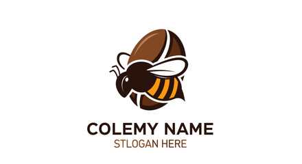 Creative logo design featuring a bee combined with a coffee bean.
