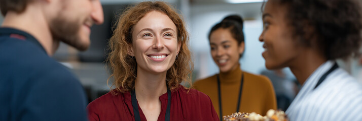 A cheerful group of diverse friends shares laughs and stories, creating a warm and inviting atmosphere that reflects the joy of connection and interpersonal relationships.